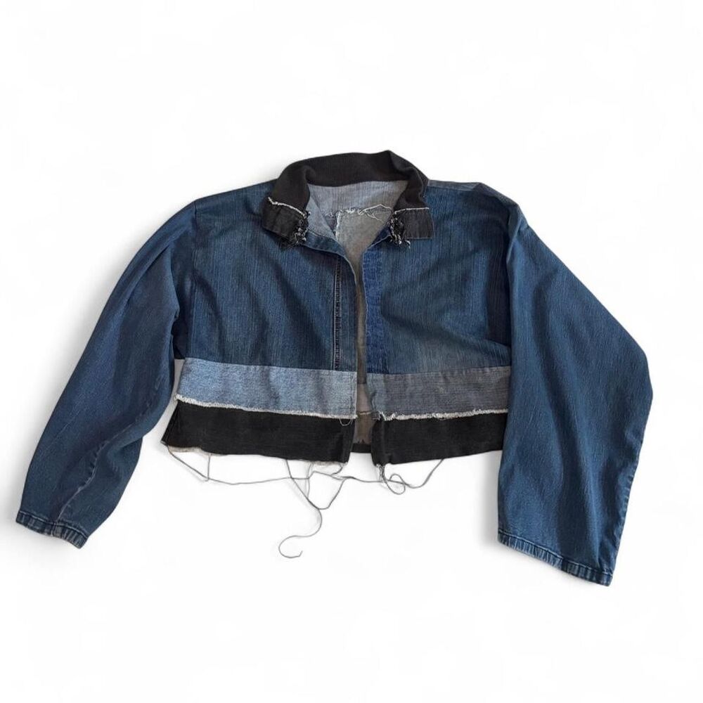 Handmade Women's Blue Denim Jacket w/ Embroidered Patch